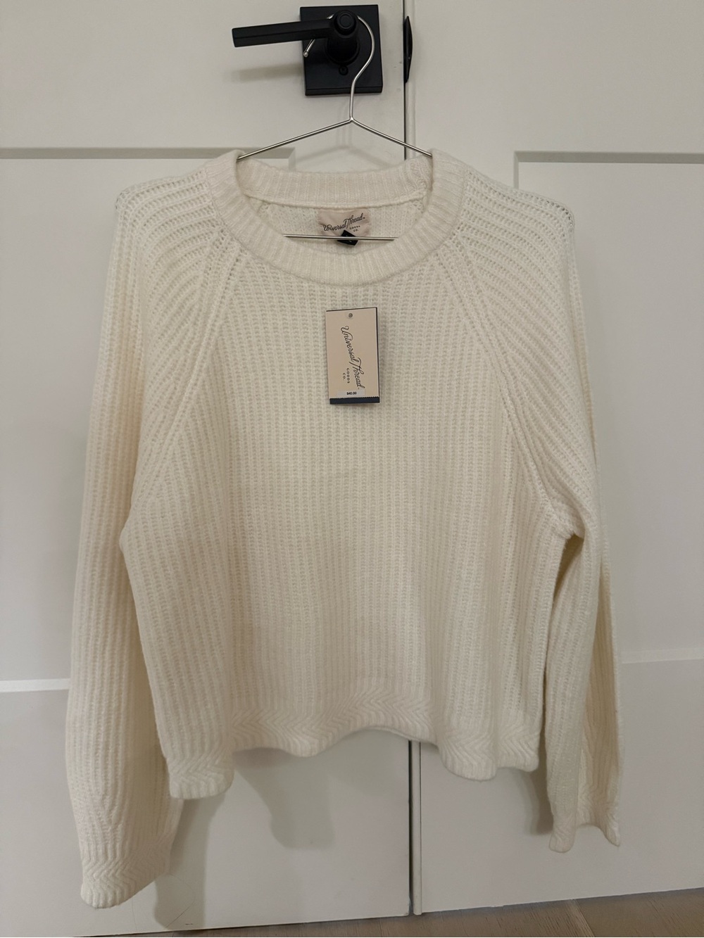 Target Cream Ribbed Crewneck Sweater